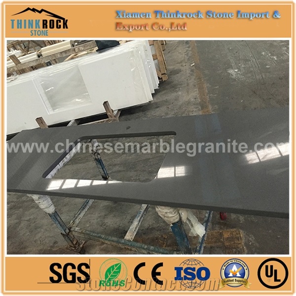 Competitive Price Galaxy Single Grey Quartz Kitchen Countertops