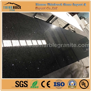 Edge-Finished Galaxy Single Black Quartz Kitchen Countertops,Tabletops