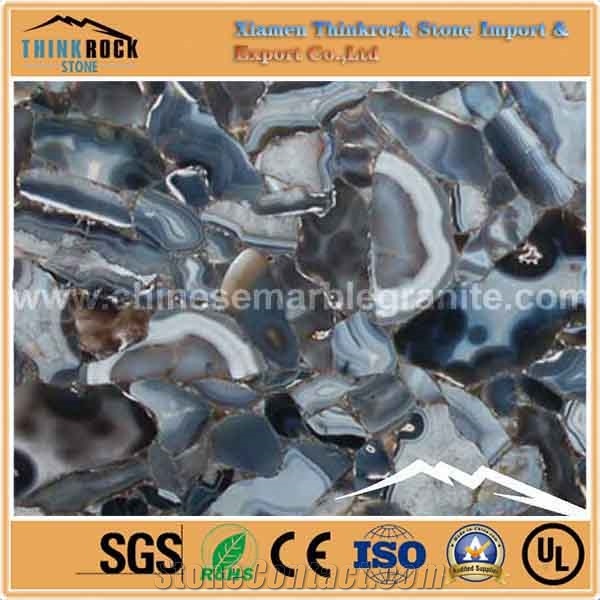 Grey Gemstone Natural Agate Slabs Tiles,Semi Precious Stone Panels