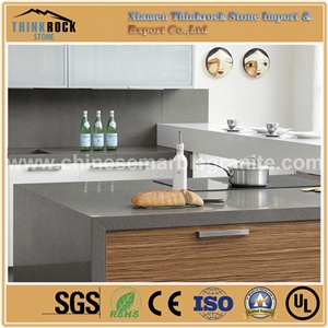 High-Luster Black Sesame Single Grey Quartz Island Tops