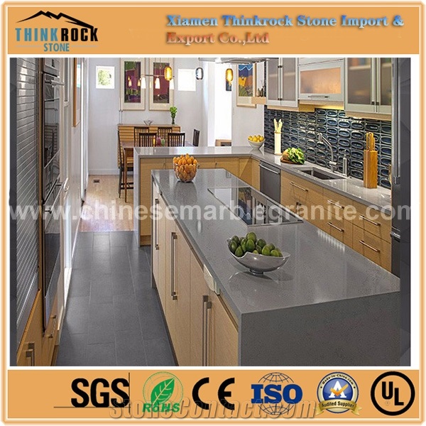 Natrual Mesopotamia Snow Marble Veins Grey Quartz Kitchen Countertops