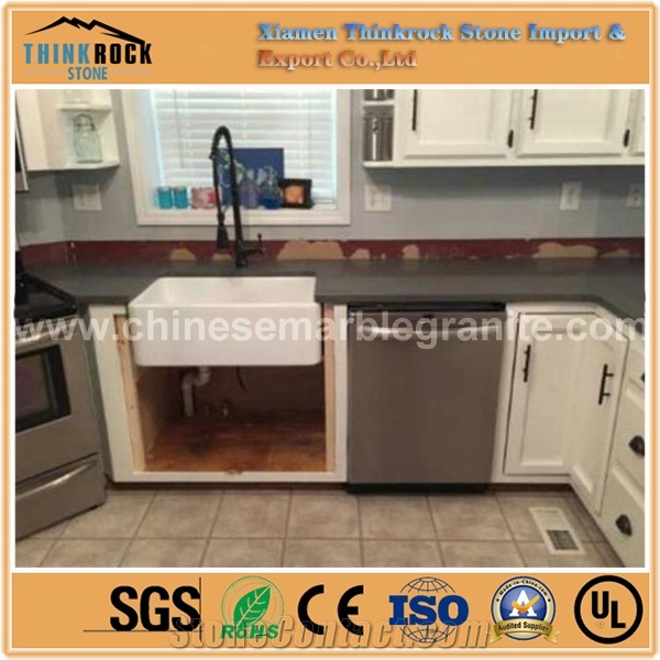 Natrual Mesopotamia Snow Marble Veins Grey Quartz Kitchen Countertops