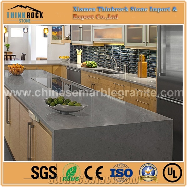 Natrual Mesopotamia Snow Marble Veins Grey Quartz Kitchen Countertops