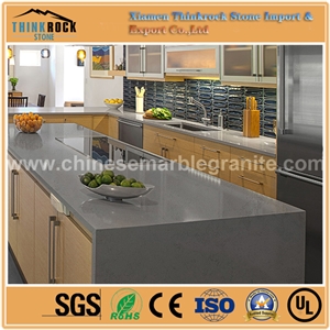 Natrual Mesopotamia Snow Marble Veins Grey Quartz Kitchen Countertops