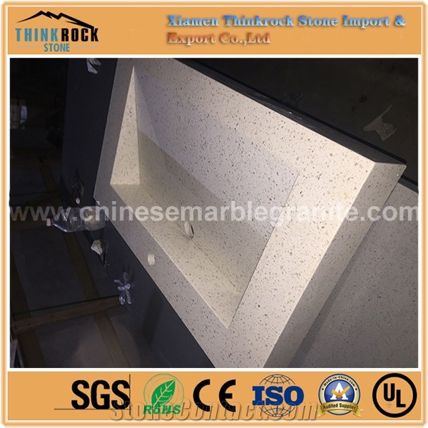 No Distortion Rectangle Galaxy Beige Yellow Quartz Vanity Tops