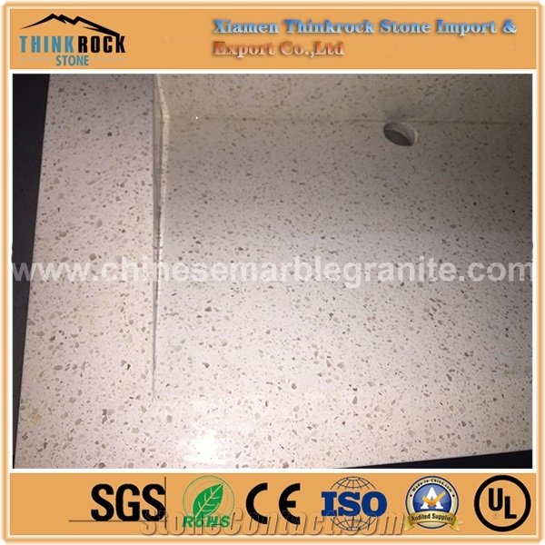 No Distortion Rectangle Galaxy Beige Yellow Quartz Vanity Tops