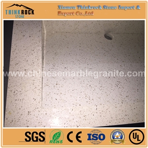 No Distortion Rectangle Galaxy Beige Yellow Quartz Vanity Tops