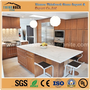 Refined Cararaa-Nuvo Marble Veins White Quartz Island Tops