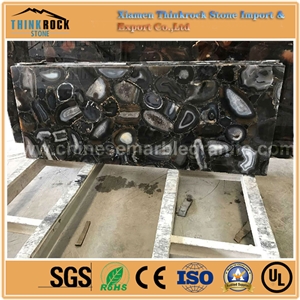 Semiprecious Black Agate Black Tile for Building Interior Decoration