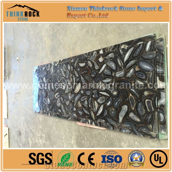 Semiprecious Black Agate Black Tile for Building Interior Decoration