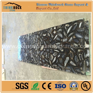 Semiprecious Black Agate Black Tile for Building Interior Decoration