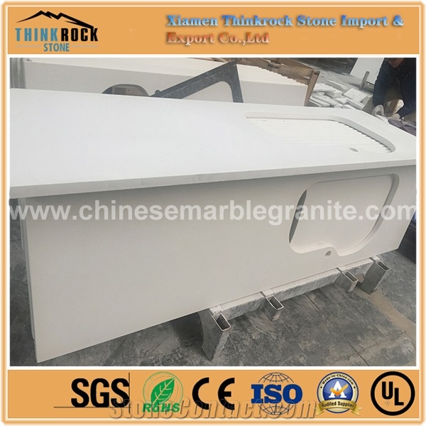 Striking Depth Galaxy Single White Quartz Kitchen Countertops