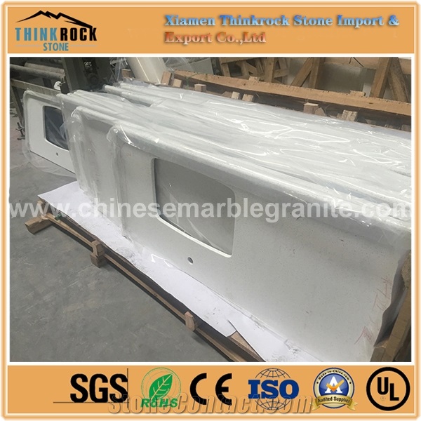 Striking Depth Galaxy Single White Quartz Kitchen Countertops