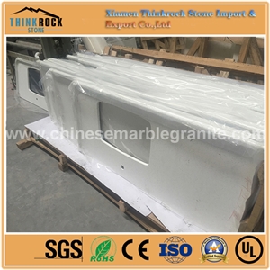 Striking Depth Galaxy Single White Quartz Kitchen Countertops