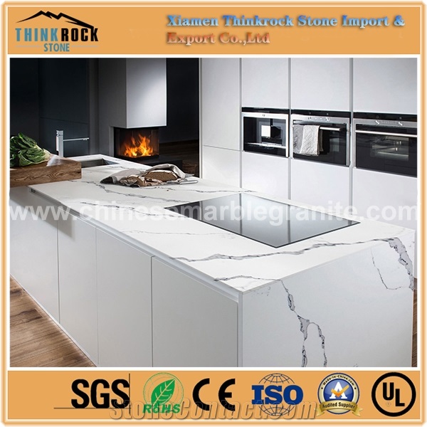 Unique and Lasting Calacatta Creek Single White Quartz Countertops