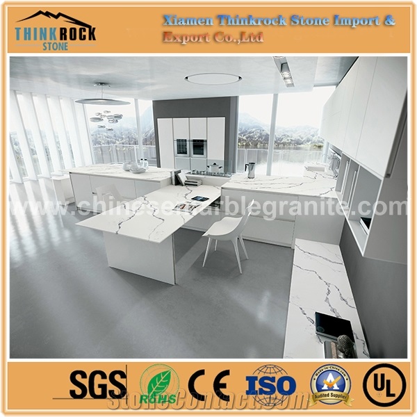 Unique and Lasting Calacatta Creek Single White Quartz Countertops