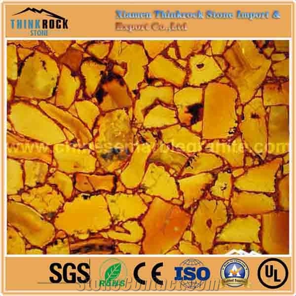 Yellow Agate Crystal Stone Panel Semiprecious Slab