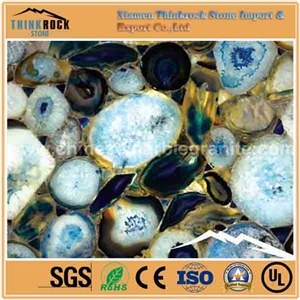 Yellow Agate Crystal Stone Panel Semiprecious Slab