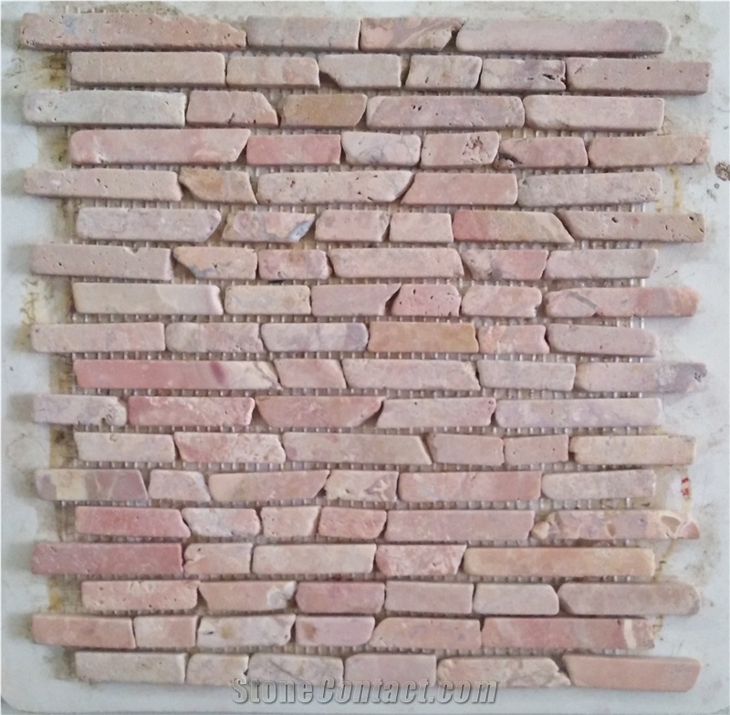 Handcrafted Marble Linear Mosaic Glued on Net