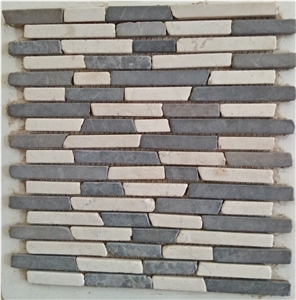 Handcrafted Marble Linear Mosaic Glued on Net
