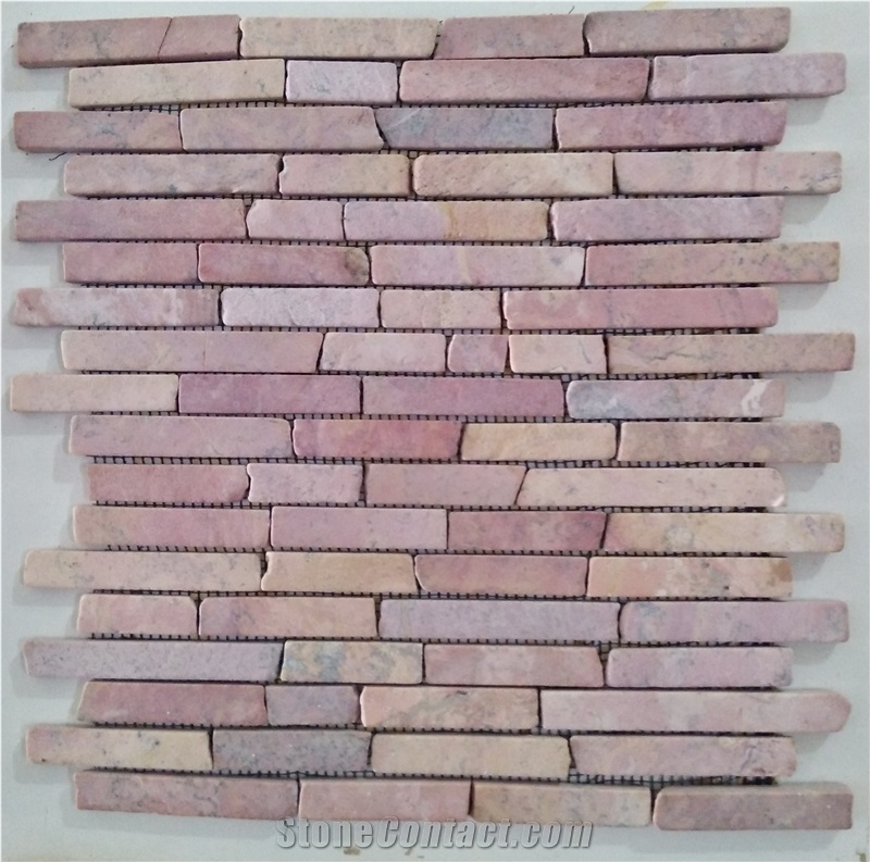 Handcrafted Marble Linear Mosaic Glued on Net