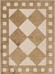 Beige Color Marble Waterjet Medallions Square Medallions for Elevator