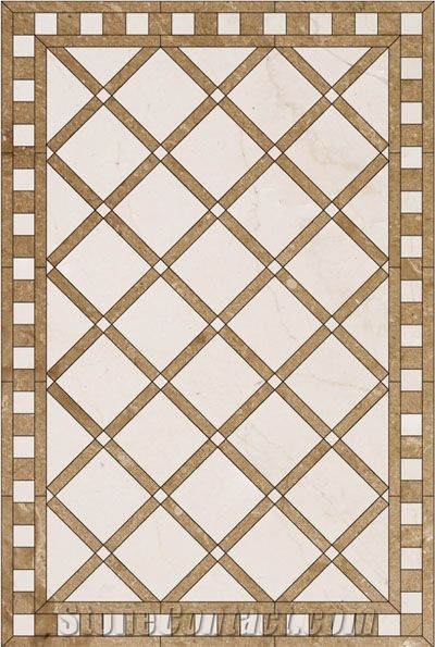 Beige Color Marble Waterjet Medallions Square Medallions for Elevator