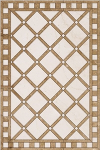 Beige Color Marble Waterjet Medallions Square Medallions for Elevator