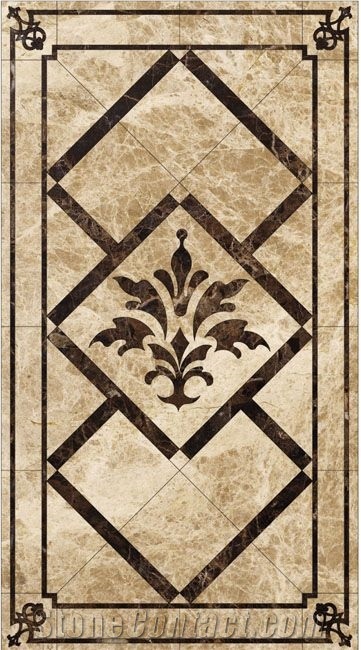 Beige Color Marble Waterjet Medallions Square Medallions for Elevator