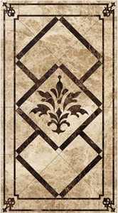 Beige Color Marble Waterjet Medallions Square Medallions for Elevator