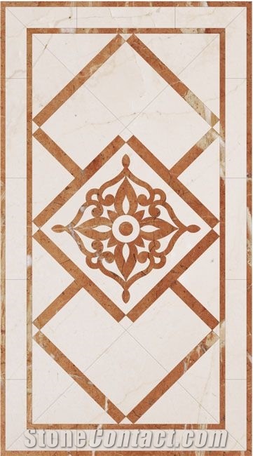 Beige Color Marble Waterjet Medallions Square Medallions for Elevator
