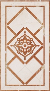 Beige Color Marble Waterjet Medallions Square Medallions for Elevator