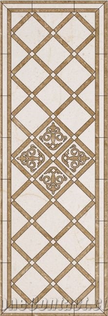 Beige Color Marble Waterjet Medallions Square Medallions for Elevator