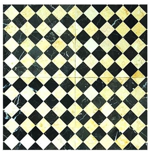 Beige Color Natural Mosaic Waterjet Medallions, Square Medallions