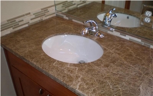 Cheap Price Light Emperador Marble Bathroom Custom Vanity Tops