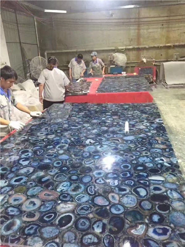 China Blue Agate Semiprecious Stone Slabs & Tiles,Luxury Blue Agate