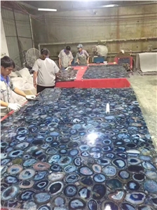 China Blue Agate Semiprecious Stone Slabs & Tiles,Luxury Blue Agate