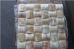 China Honey Onyx Mosaic Tiles,Yellow Onyx Mosaic Stone Design