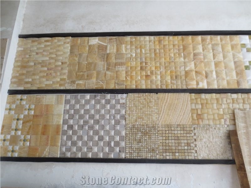 China Honey Onyx Mosaic Tiles,Yellow Onyx Mosaic Stone Design