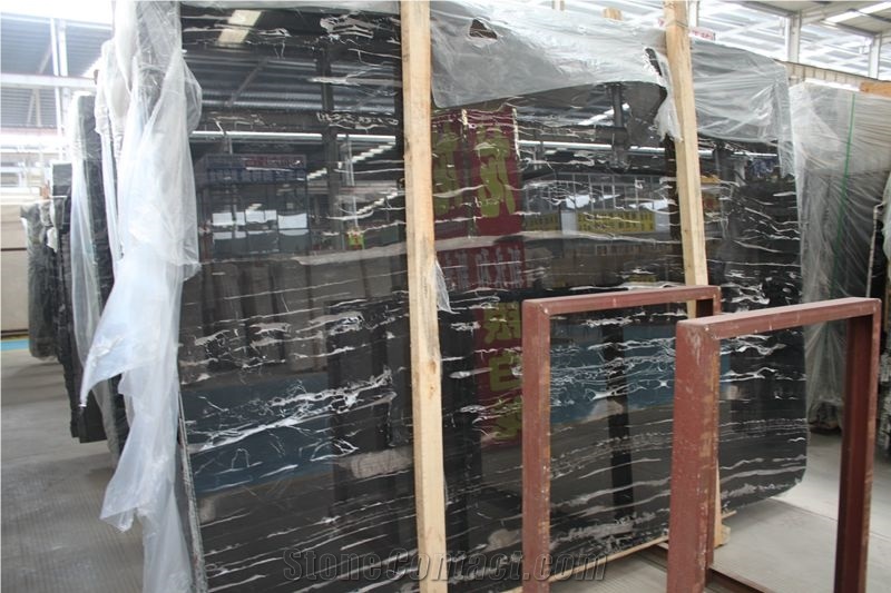 China Silver Dragon Marble Island Tops,Port Black Marble Slabs & Tiles