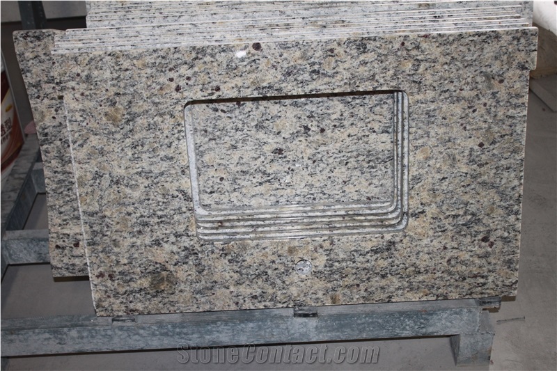 Light Giallo Santa Cecilia Granite Bathroom Vanity Tops