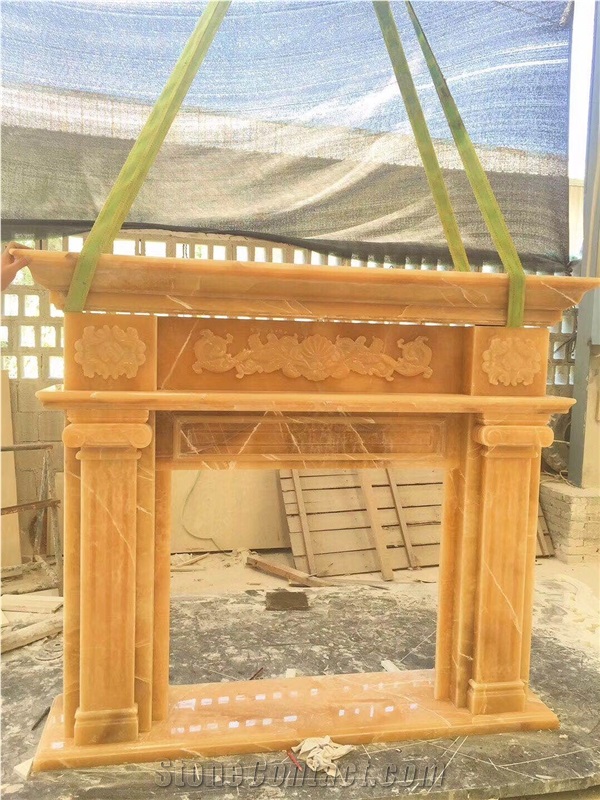 Natural Handcarved Onyx Fireplace Orange Onyx Fireplace Design