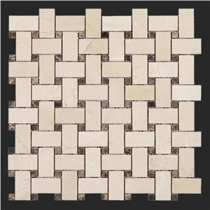 Polished Mosaic Crema Marfil,Spain Beige Marble Mosaic Design