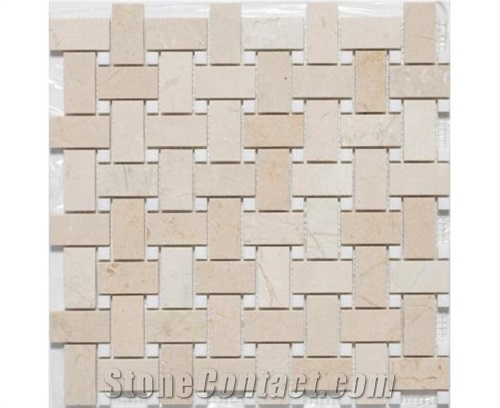 Polished Mosaic Crema Marfil,Spain Beige Marble Mosaic Design