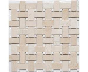 Polished Mosaic Crema Marfil,Spain Beige Marble Mosaic Design