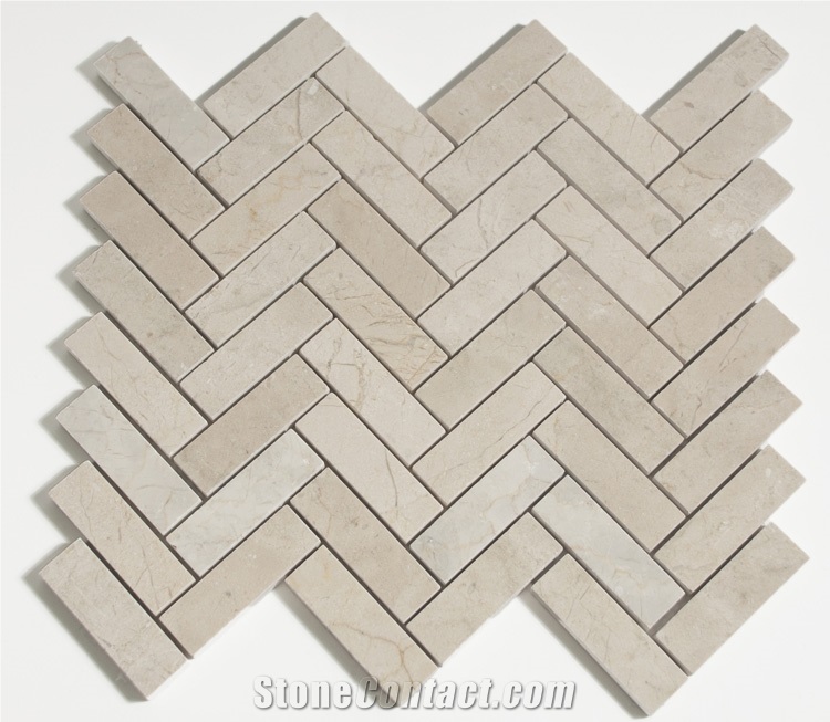 Polished Mosaic Crema Marfil,Spain Beige Marble Mosaic Design