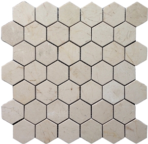 Polished Mosaic Crema Marfil,Spain Beige Marble Mosaic Design