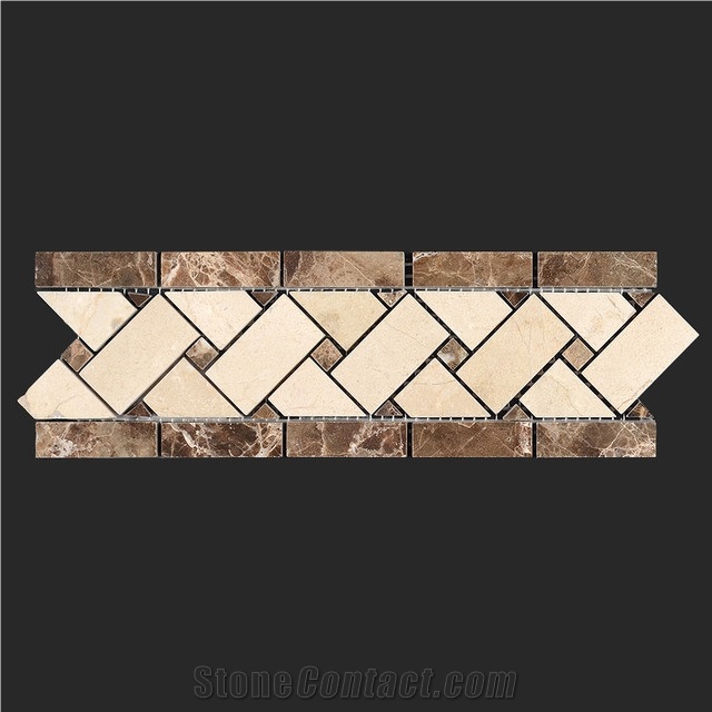 Polished Mosaic Crema Marfil,Spain Beige Marble Mosaic Design