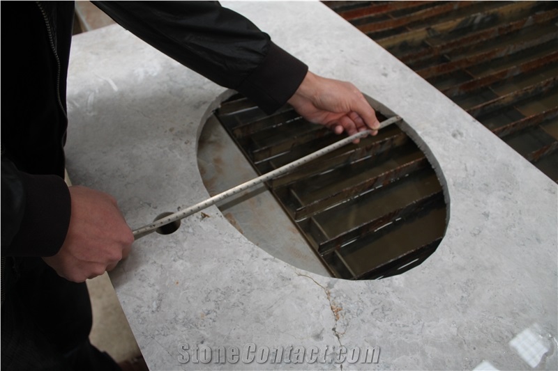 Turkey Cloudy Grey, Arctic Grey Marble Custom Vanity Tops