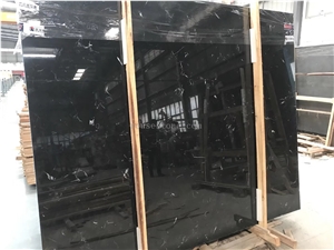 Barcelona Black Ice Black Marble Slab A& Tiles Polihsed